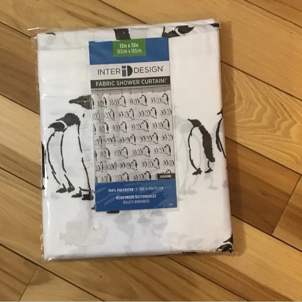 New InterDesign Penguins bathroom Fabric Shower Curtain, 72